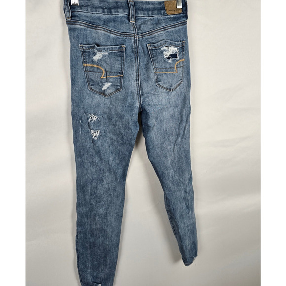 American Eagle Jeggings Women's 2 Regular Blue Next Level Stretch Distressed - Picture 14 of 16